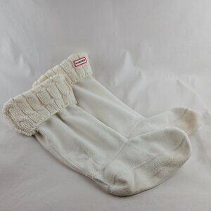 HUNTER Original Cable Knit Short Hunter White Rain Boot Liner Socks Size L TBT